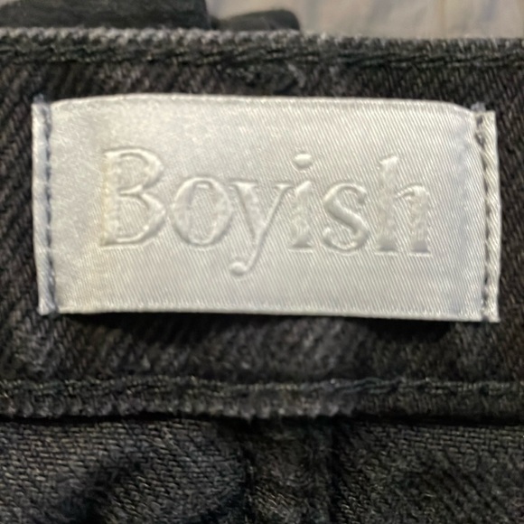 BOYISH the Tommy black denim button up high rise straight cropped jeans.  24 - Picture 11 of 11